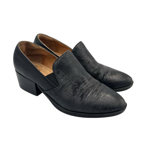 Sofft Velina Black Micro Texture Leather Slip On Cushioned Booties Loafers - Picture 3 of 11